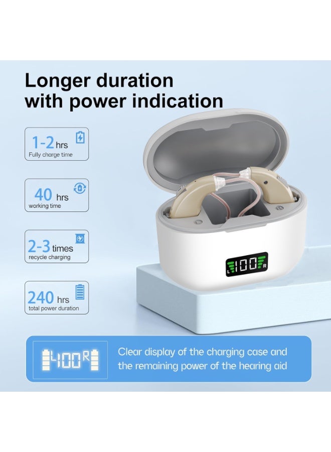 Rechargeable Digital Hearing Aid for Seniors, Noise Cancelling with 3 Listening Modes, Fast Charging with Portable Case, Comfortable Fit, Long Battery Life (Beige) - Image 2